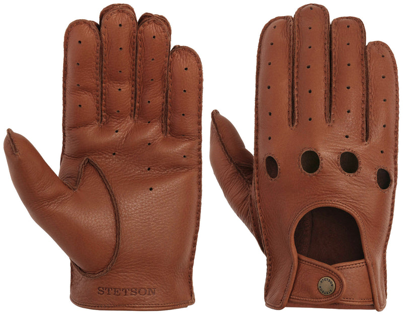 GLOVES DEER AUTO STETSON COGNAC