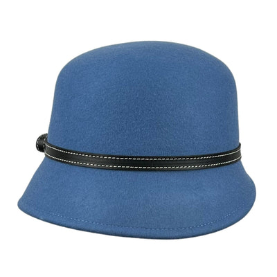 LIZZY CLOCHE LEATHER TRIM BRONTE NAVY - Hut - online.at