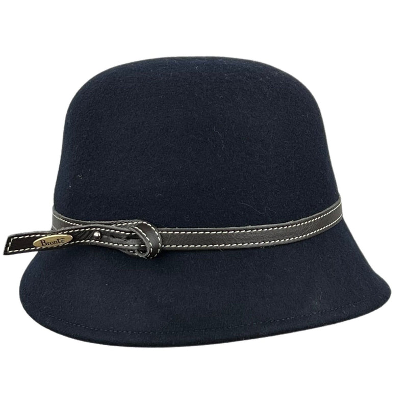 LIZZY CLOCHE LEATHER TRIM BRONTE NAVY - Hut - online.at