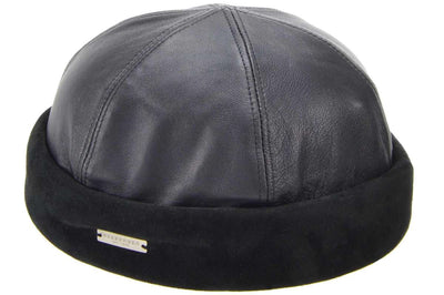 VELOURLEDER SKULLCAP SCHWARZ - Hut - online.at